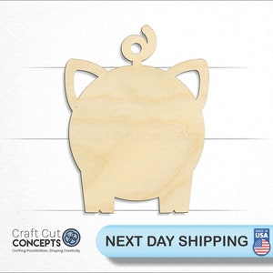 Pig Piglet Piggy Bank - Laser Cut Unfinished Wood Cutout Craft Shapes