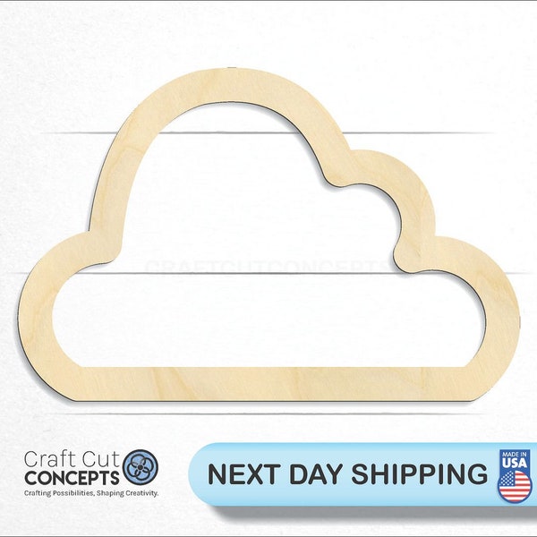 Cloud Outline - Large & Small - Pick Size - Unfinished Wood Cutout Shapes Rain Storm Sky Lightning Weather Frame (SO-0226-09)*3-24