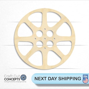 Movie Film Reel - Laser Cut Out Unfinished Wood Craft Shape MVE9 Movie Film Reel - Laser Cut Out Unfinished Wood Craft Shape MVE9