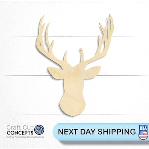 Deer Head Shape - Laser Cut Unfinished Wood Cutout Craft Shapes