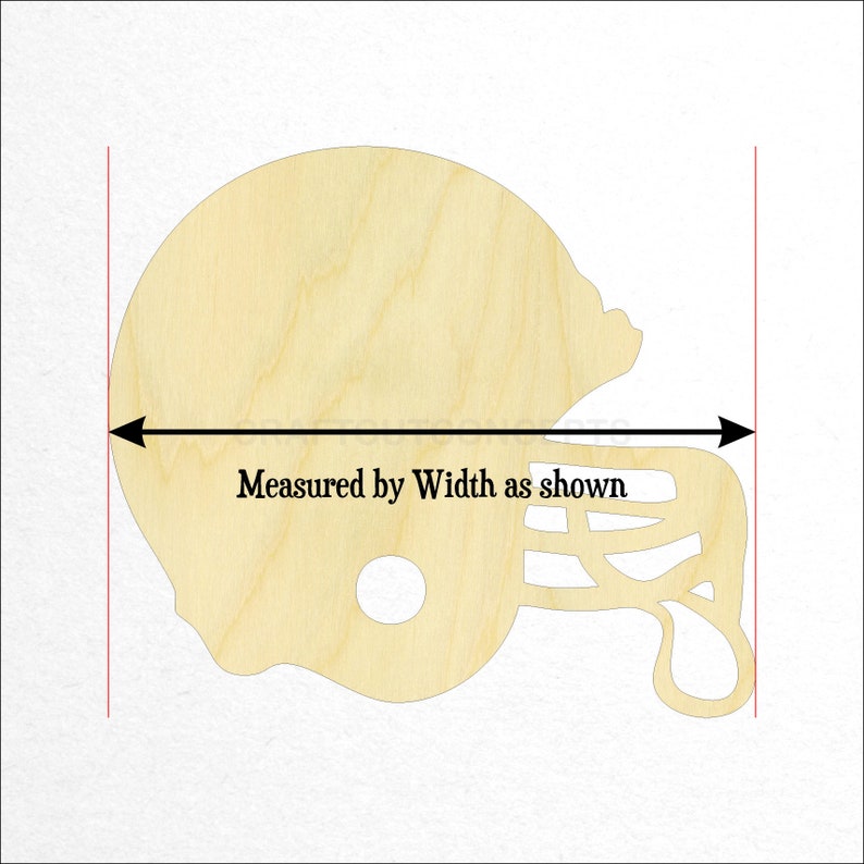 *2-24 SO-0014-01 Helmet Shape Laser Cut Unfinished Wood Cutout Shapes Sports High Middle College Team League Pick Size Large /& Small