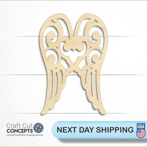 Filigree Angel Wings - Laser Cut Unfinished Wood Cutout Craft Shapes