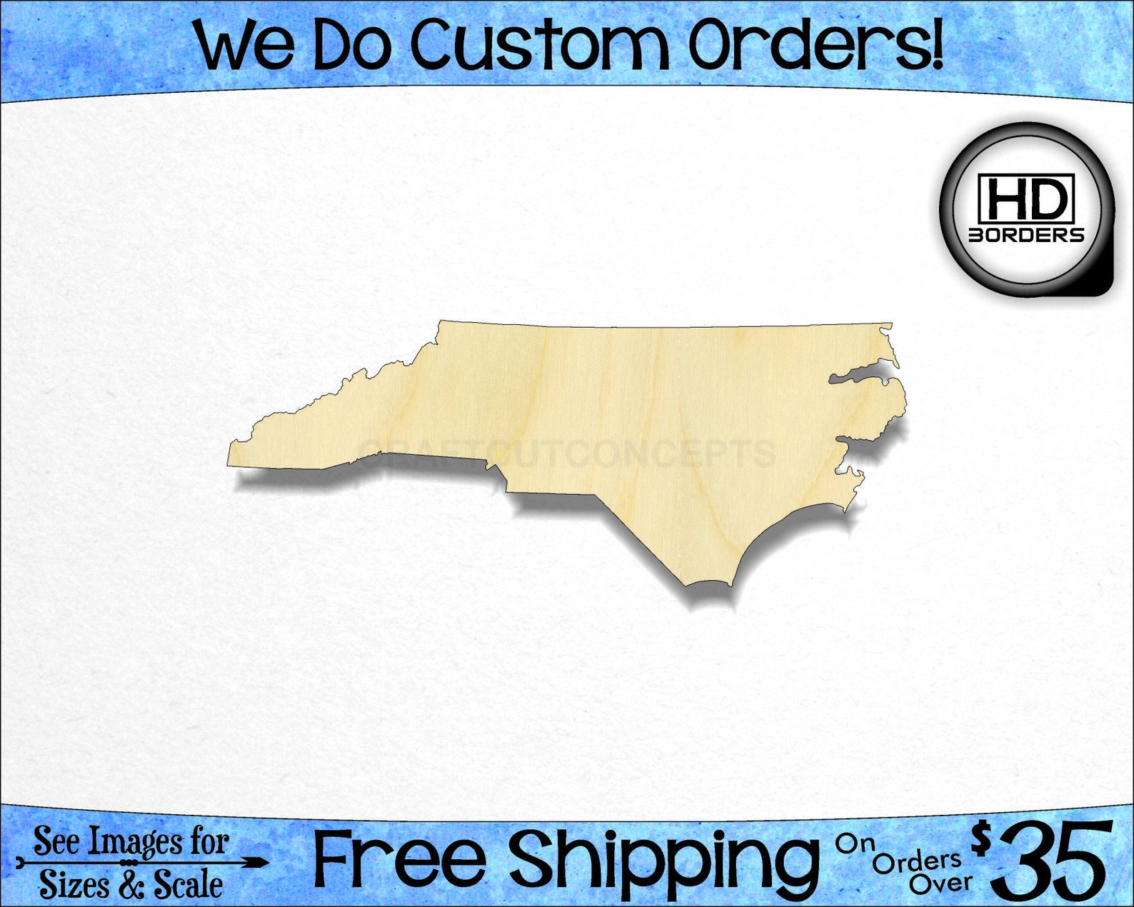 North Carolina High Definition Borders NC State Cutout Large Etsy