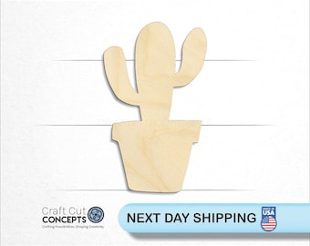 Cactus in Pot - Laser Cut Unfinished Wood Cutout Craft Shapes