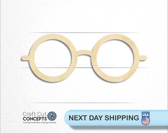 Rounded Eye Glasses - Laser Cut Unfinished Wood Cutout Craft Shapes