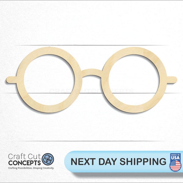 Rounded Eye Glasses - Laser Cut Unfinished Wood Cutout Craft Shapes