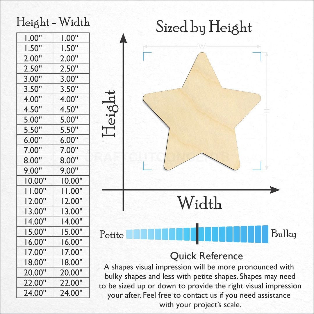 Rounded Star - Laser Cut Unfinished Wood Cutout Craft Shapes - Etsy