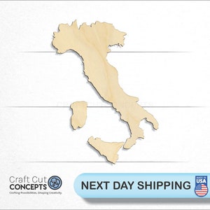 Italy - Laser Cut Unfinished Wood Cutout Craft Shapes