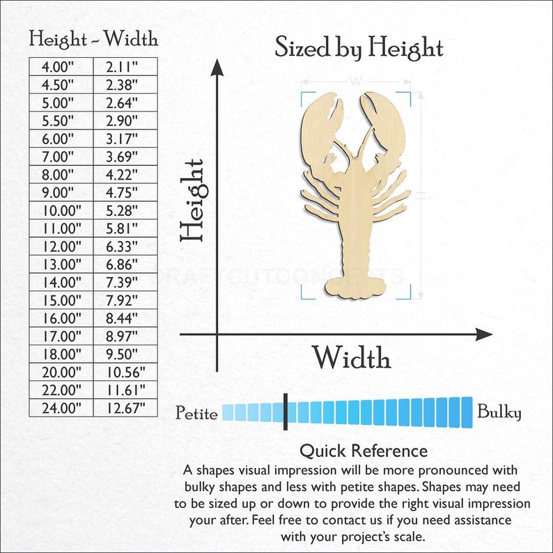 Crayfish Shape  Baltic Birch craft wood blank sizes available