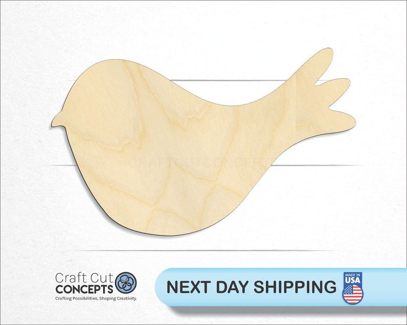 Bird Cute Craft Shape wood craft blank, front view, ships next day