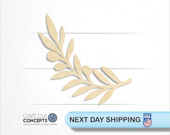 Olive Branch Laser Cut Out Unfinished Wood Shape Craft Supply