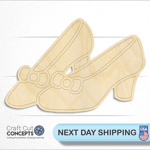 Ruby Slippers - Laser Cut Unfinished Wood Cutout Craft Shapes