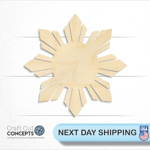 Sun Shape - Laser Cut Unfinished Wood Cutout Craft Shapes