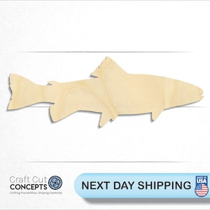 Trout Swimming Fish - Laser Cut Unfinished Wood Cutout Craft Shapes