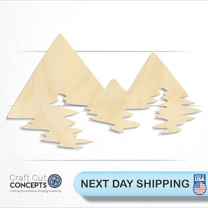 Mountain Scene - Laser Cut Unfinished Wood Cutout Craft Shapes