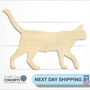 Cat Walking - Laser Cut Unfinished Wood Cutout Craft Shapes