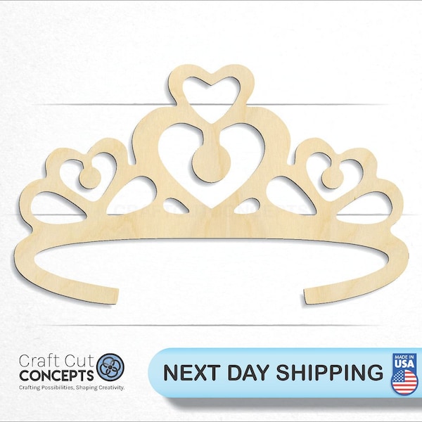 Princess Crown Tiara - Laser Cut Unfinished Wood Cutout Craft Shapes