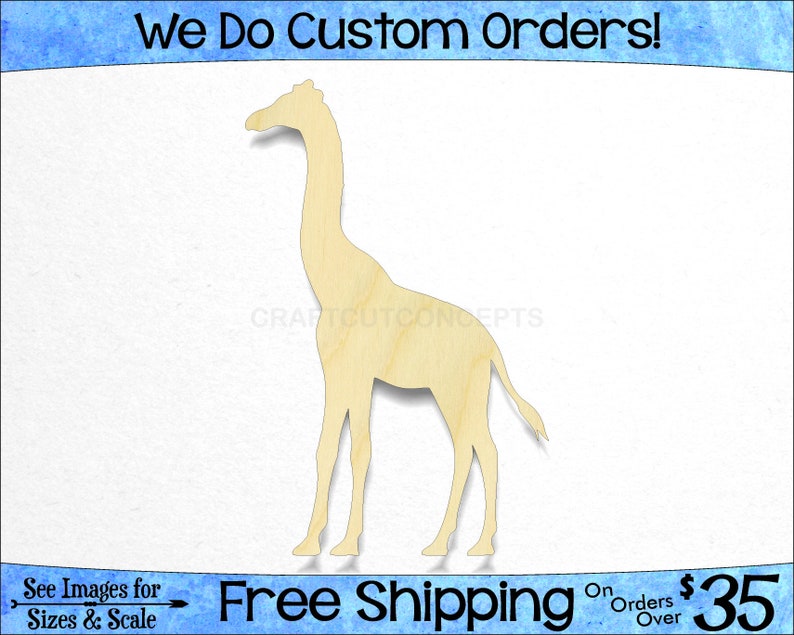 SO-0125 Unfinished Wood Cutout Shapes Zoo Safari Mobile Paint Pick Size African Wildlife Giraffe Shape *2-24 Large /& Small