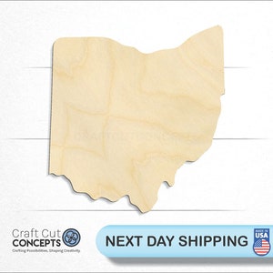 Ohio OH State Crafty - Formas artesanales recortadas de madera sin terminar cortadas con láser
