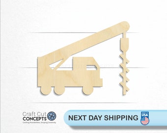 Construction Digger Truck - Laser Cut Unfinished Wood Cutout Craft Shapes