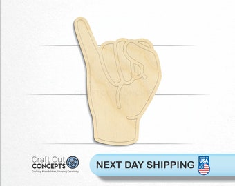 Letter I Sign Language ASL Cutout - Laser Cut Unfinished Wood Shapes and Letters