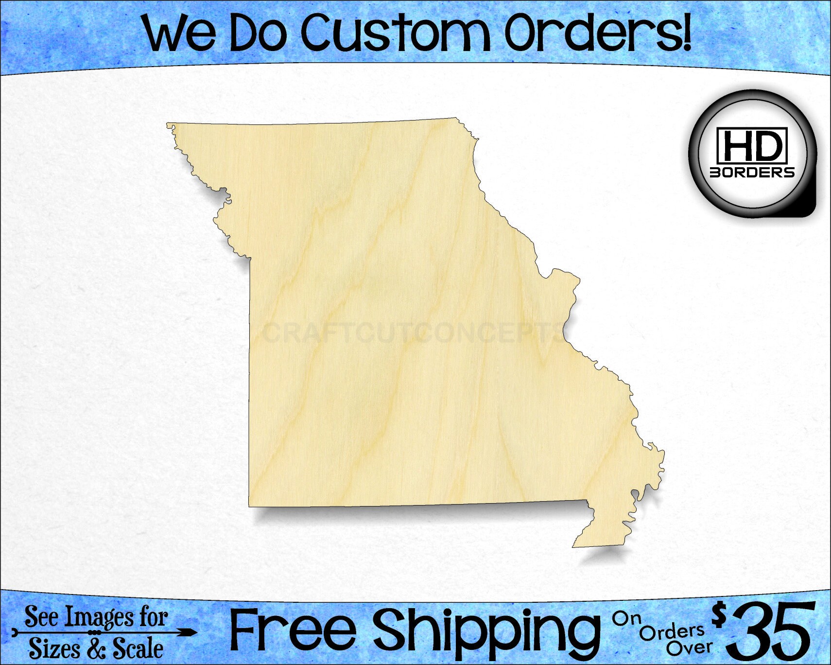 Missouri MO High Definition Borders State Cutout Large &amp; - Etsy