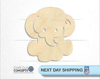 Cute Sitting Elephant - Laser Cut Unfinished Wood Cutout Craft Shapes