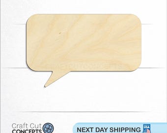 Rectangle Talk Though Bubble Emoji - Laser Cut Unfinished Wood Cutout Craft Shapes