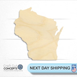 State Wisconsin - Laser Cut Out Unfinished Wood Craft Shape STAT97 State Wisconsin - Laser Cut Out Unfinished Wood Craft Shape STAT97