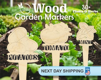 Eco Friendly Vegetable Plant & Herb Wood Garden Markers