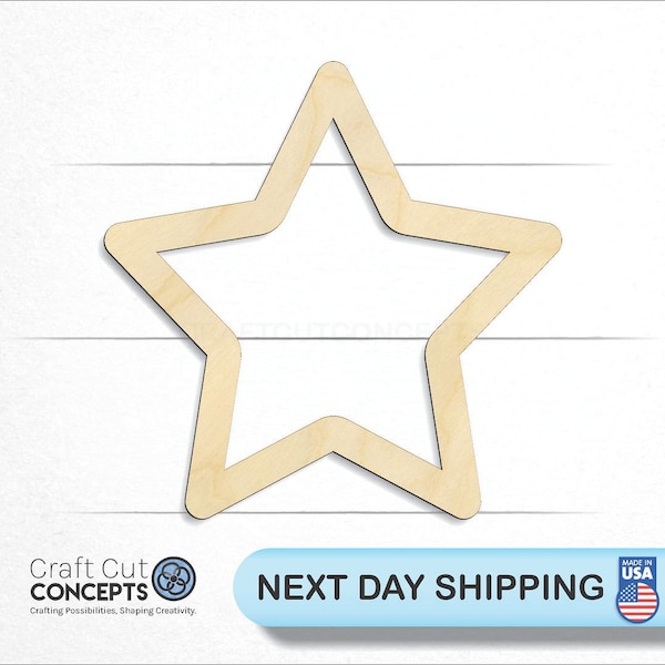 Star Frame Outline - Laser Cut Unfinished Wood Cutout Craft Shapes