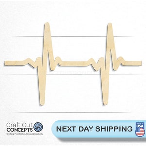 EKG Heart Beat Nurse Doctor - Laser Cut Unfinished Wood Cutout Craft Shapes