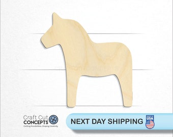 Dala Horse - Laser Cut Unfinished Wood Cutout Craft Shapes