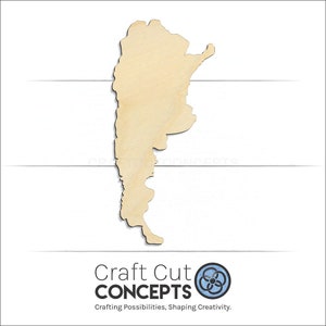Argentina South America Country Cutout Unfinished wood blank product view with Craft Cut Concepts logo.