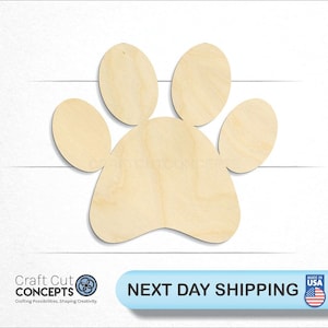 Paw Print Dog - Laser Cut Unfinished Wood Cutout Craft Shapes