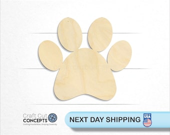 Paw Print Dog - Laser Cut Unfinished Wood Cutout Craft Shapes