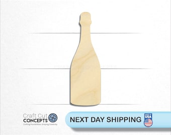 Champagne Bottle - Laser Cut Unfinished Wood Cutout Craft Shapes