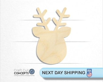 Christmas Reindeer Ornament - Laser Cut Unfinished Wood Cutout Craft Shapes