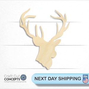 Deer Head Shape - Laser Cut Unfinished Wood Cutout Craft Shapes