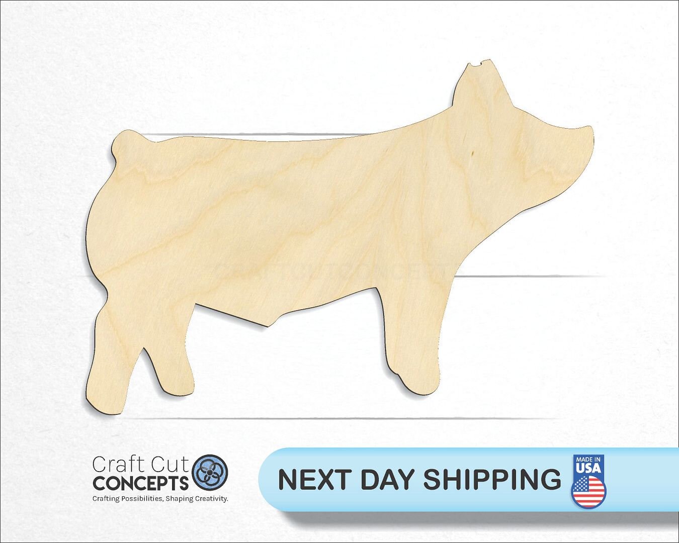 Show Pig Piglet - Laser Cut Unfinished Wood Cutout Craft Shapes