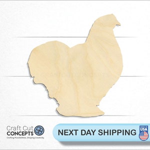 May include: Wooden cutout of a chicken, a craft supply for creating home decor or art projects.
