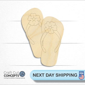 Sandals Flip Flops - Laser Cut Unfinished Wood Cutout Craft Shapes