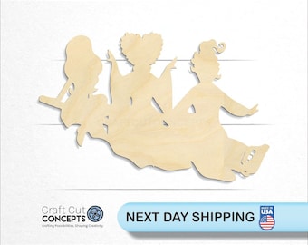 Flying Witches Shape - Laser Cut Unfinished Wood Cutout Craft Shapes