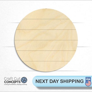 Faux Shiplap Circle - Laser Cut Unfinished Wood Cutout Craft Shapes