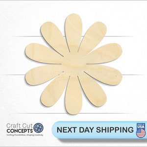 Daisy Flower Petals wood craft blank, front view, ships next day