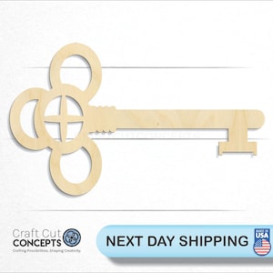 Skeleton Key Shape - Laser Cut Unfinished Wood Cutout Craft Shapes