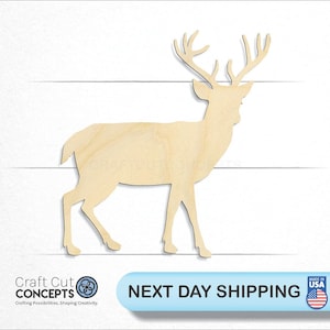 Deer with Antlers - Laser Cut Unfinished Wood Cutout Craft Shapes