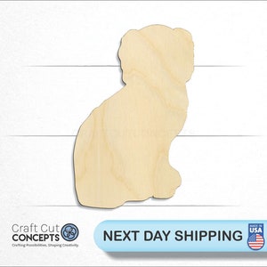 Cute Dog - Laser Cut Unfinished Wood Cutout Craft Shapes