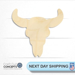 Wide Cattle Skull - Laser Cut Unfinished Wood Cutout Craft Shapes