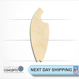 Shark Bite Surf Board - Laser Cut Unfinished Wood Cutout Craft Shapes